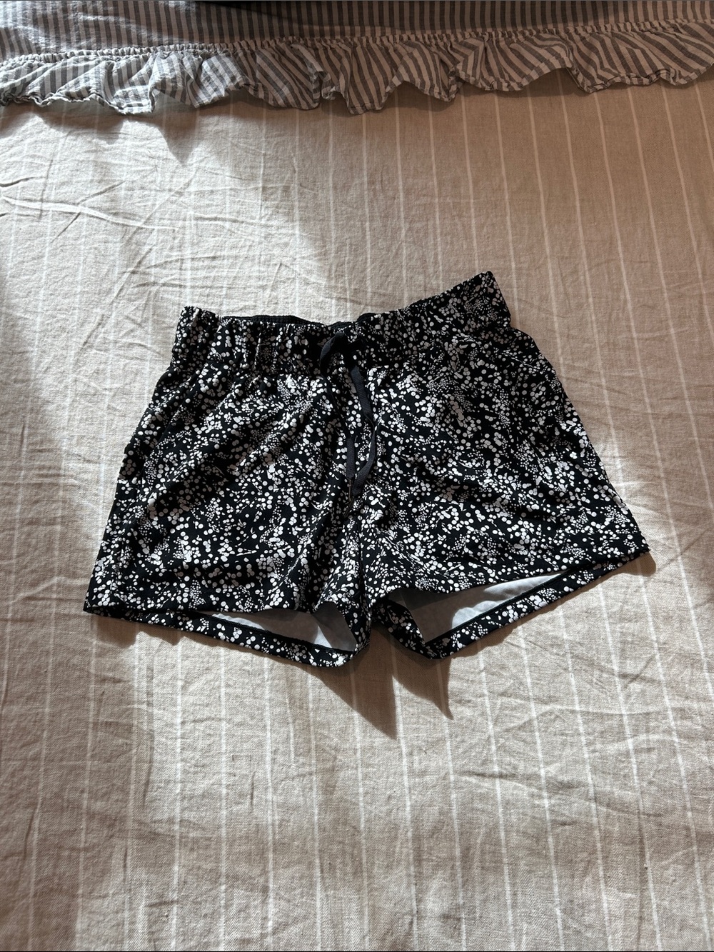 lululemon athletica Black and White Floral Athletic Shorts